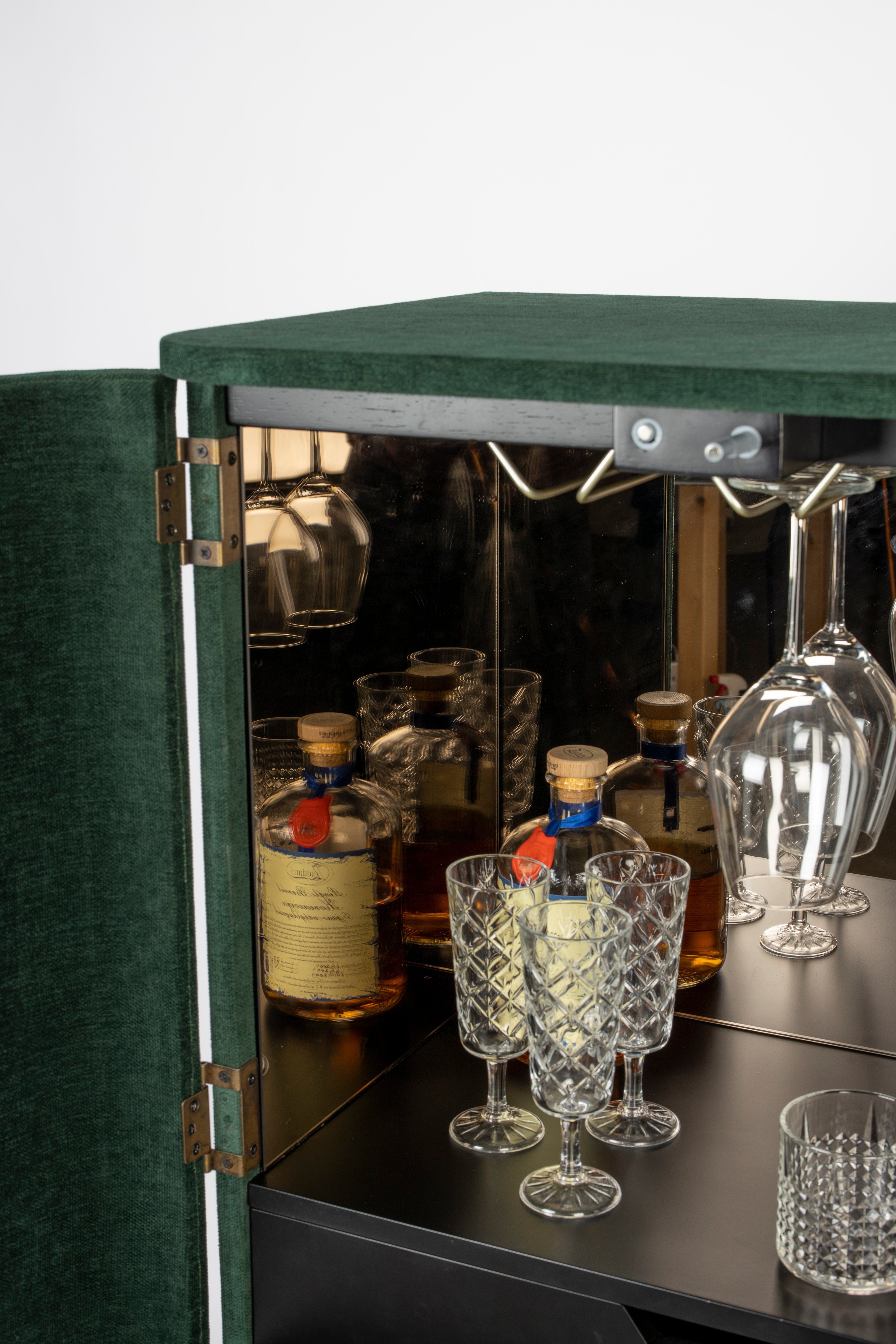 Bold Monkey Ava Morgana Green Velvet Drinks Cabinet